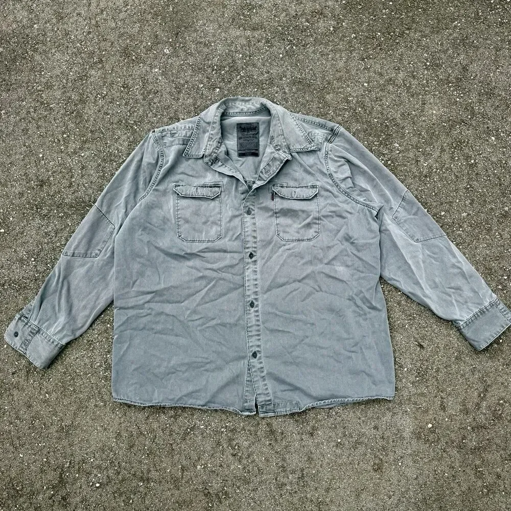 Levi Strauss & Co. Men's Gray Cotton Long Sleeve Button-Up Shirt Size Large